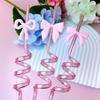 8pcs Shimmer Effect Pink Bow Straws Durable Material Sparkle Straws  Themed Events