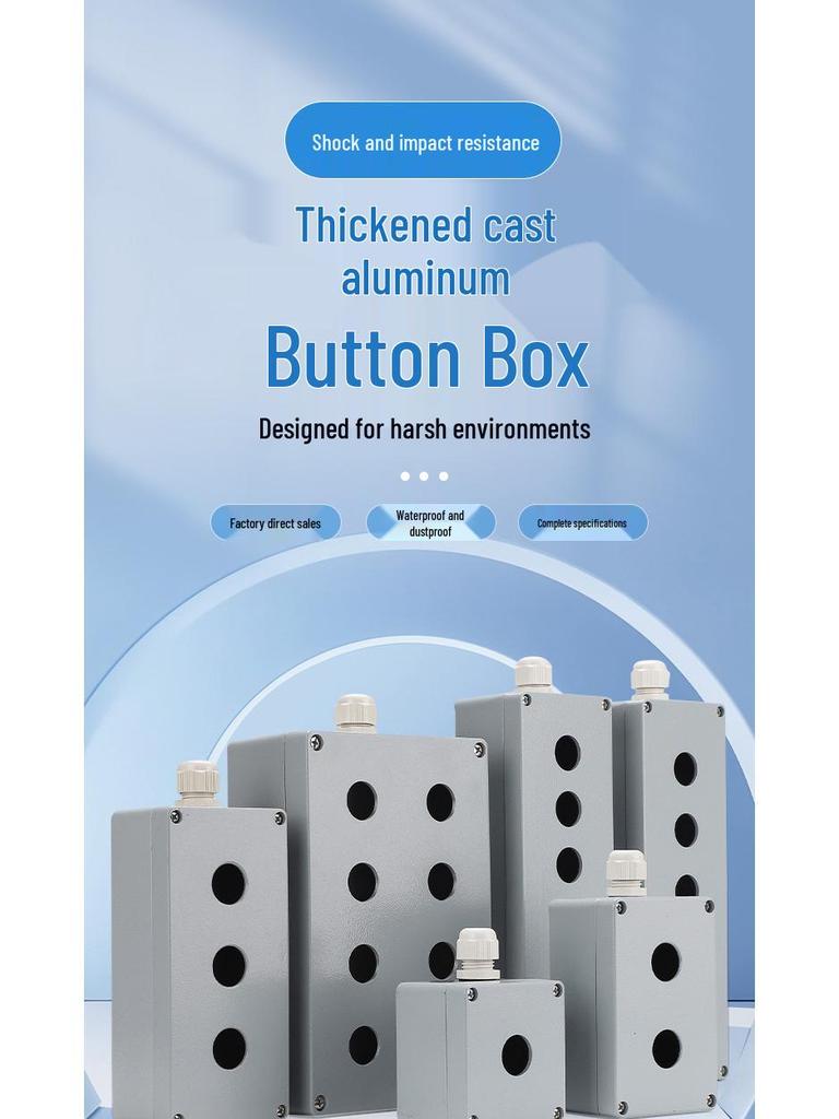 Waterproof Aluminum Emergency Stop Metal Button Box, 22MM, Impact-Resistant Empty Control Box