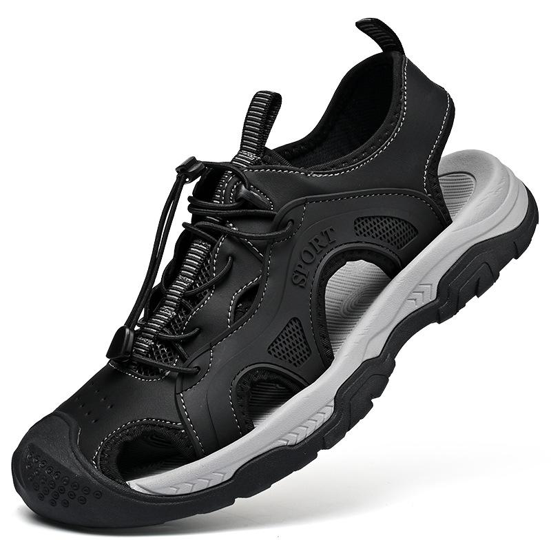 2025 Large Size Baotou Casual Men's Beach Leather Sandals Summer Outdoor Breathable Traceability Leather Men's Sandals