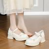 Coarse Heel Small Leather Shoes Single Shoes 2025 Spring and Autumn New Light Mouth French Sweet White Word with Mary Jane Shoes Women
