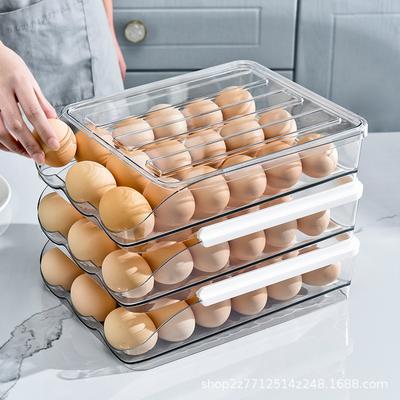 Refrigerator Egg Storage Box Fresh-keeping Household Transparent Kitchen Food Storage Rack Rolling
