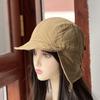Windproof Velvet Pilot Hat Solid Color Winter Cap Japanese Bomber Hat  Outdoor