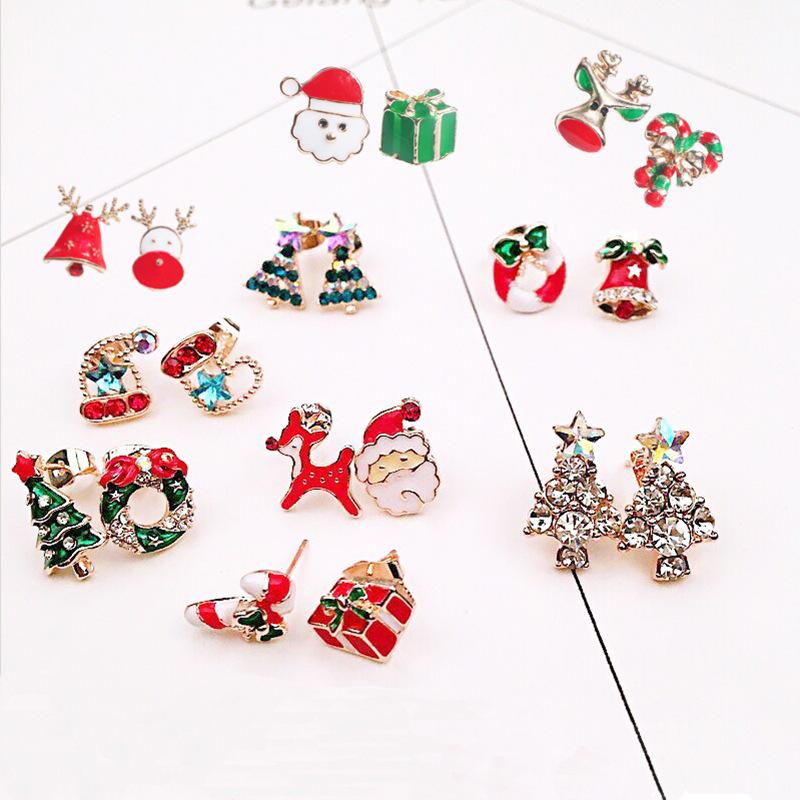 European & American Christmas Earrings: Elk, Tree, Snowman, Deer Designs for Women