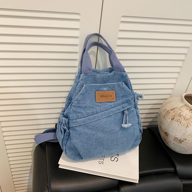 Stor Kapacitet Denim Ryggsäck Multifunktionell Bröstväska Dam Axel Crossbody Väska