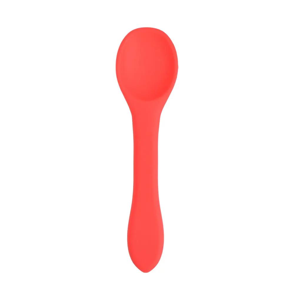 1PCS Full Silicone Spoon For  Utensils Food Grade Silicone Free Dishes Feeding Set Easy To Rinse  Tableware
