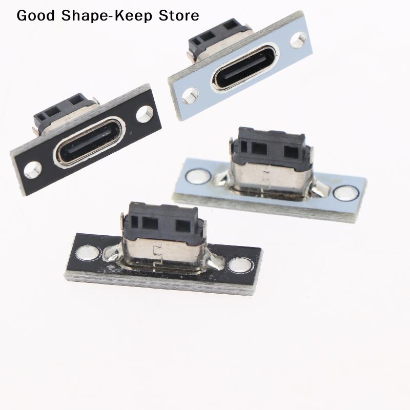 USB Type C 31 Panel Mount Socket 2 Pin Female Connector for PC Board Embedded Secure Attach Applications