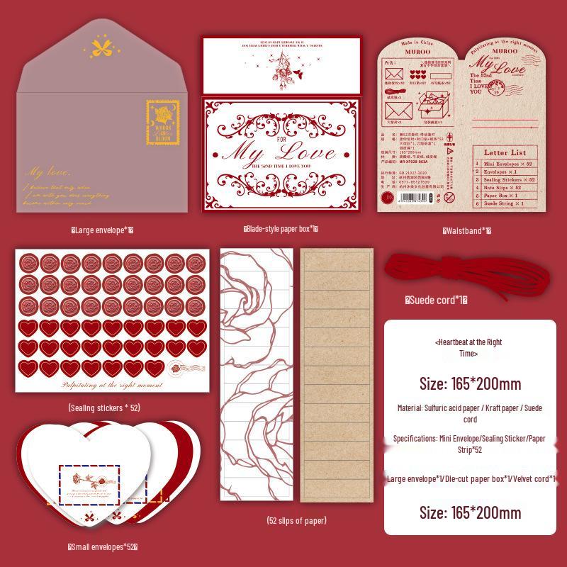 Mu Ran Mini Love Letter DIY Kit:  52nd Time I Love You  Envelopes & Collage Materials, 2 Styles