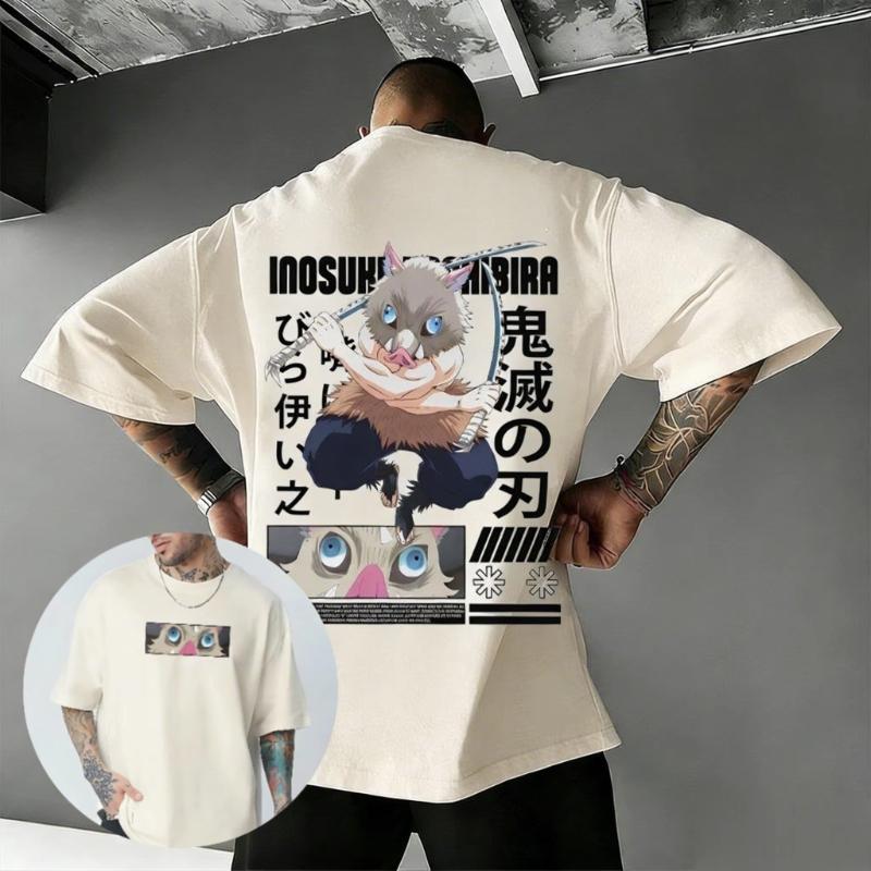 Anime Graphic T Shirt Men Women Demon Slayer Inosuke Print Streetwear Cotton Short Sleeve Tee Casual Top 2026 Summer Y2k Clothes