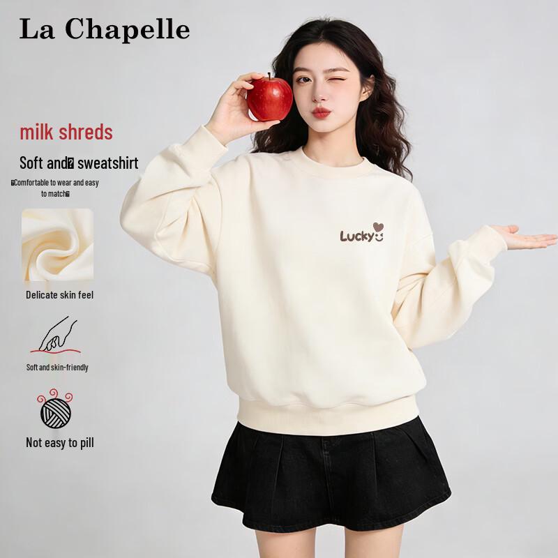 La Chapelle Women s Milk Silk Crewneck Sweatshirt M