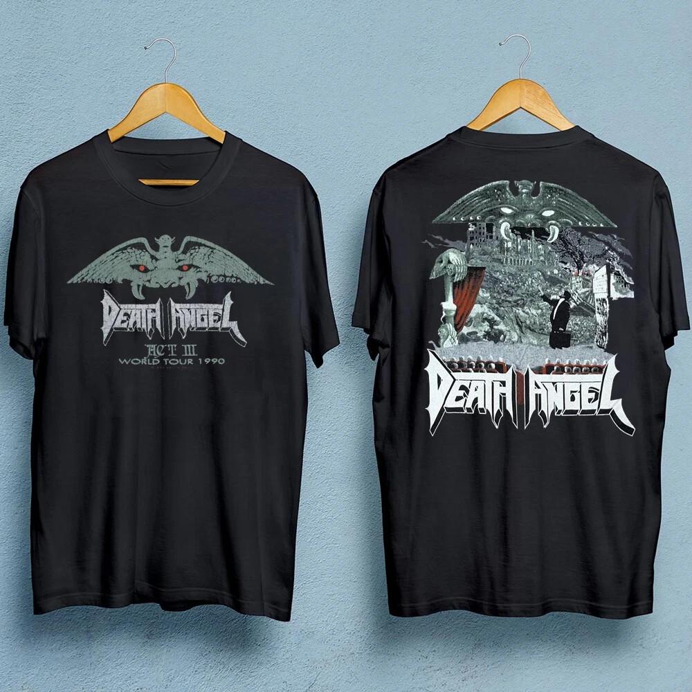 Casual Graphic Tee Unisex Death Angel Band Tour 2 Sides VTG Black Unisex T-Shirt Full Size S-3XL