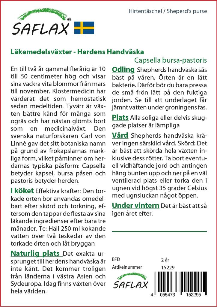 SAFLAX Garden In the Bag - Sheperd’s Purse - 1000 Seeds - With Substrate In a Fitting Stand Up Bag - Capsella Bursa-pastoris