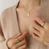 Minimalist Square Plate Pendant Necklace with 18K Gold-Plated Titanium Steel and Snake Bone Chain