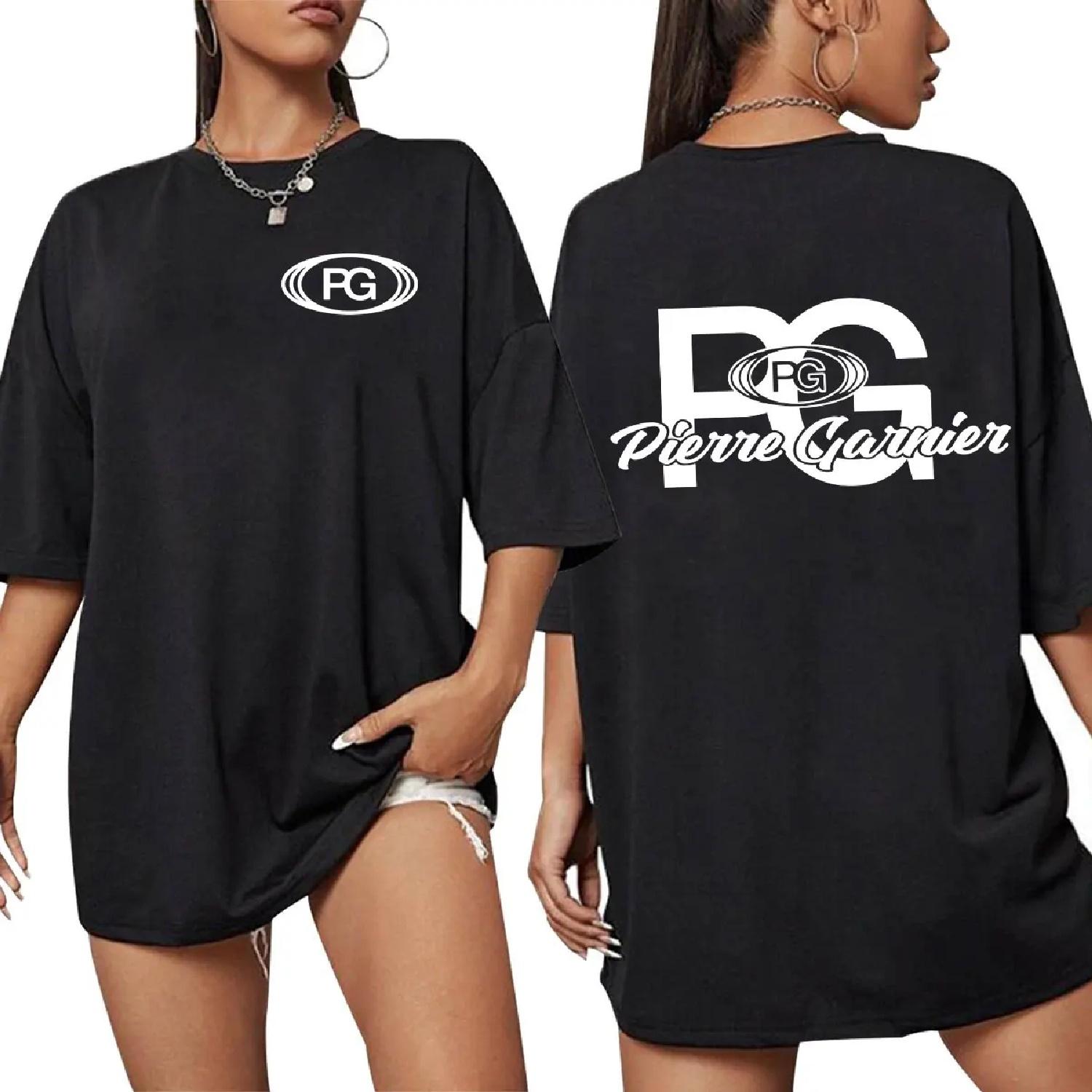 

Singer Pierre Garnier Logo Print T-shirts Hip Hop Fashion T-shirt Men s Clothing Short Sleeve Cotton Casual Oversized T Shirts S чёрный