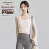 Net Sweet Design Women's High-Waisted Tummy Control Long-Sleeve Yoga Set with Mesh Cover-Up.