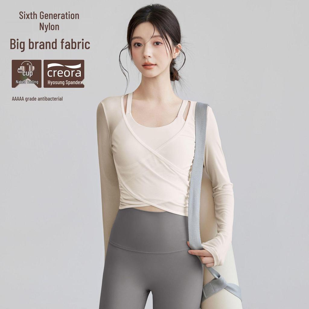 Net Sweet Design Women's High-Waisted Tummy Control Long-Sleeve Yoga Set with Mesh Cover-Up.