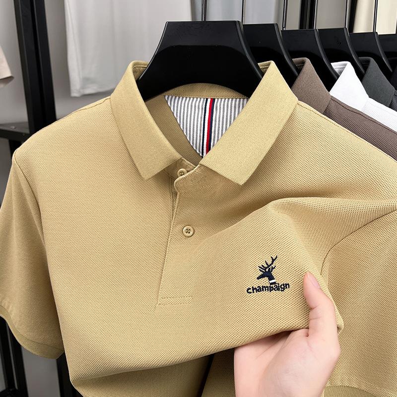 Direct High-End Casual Short-Sleeved Polo Shirt Men'S Lapel Short-Sleeved T-Shirt Loose Half-Sleeved Top