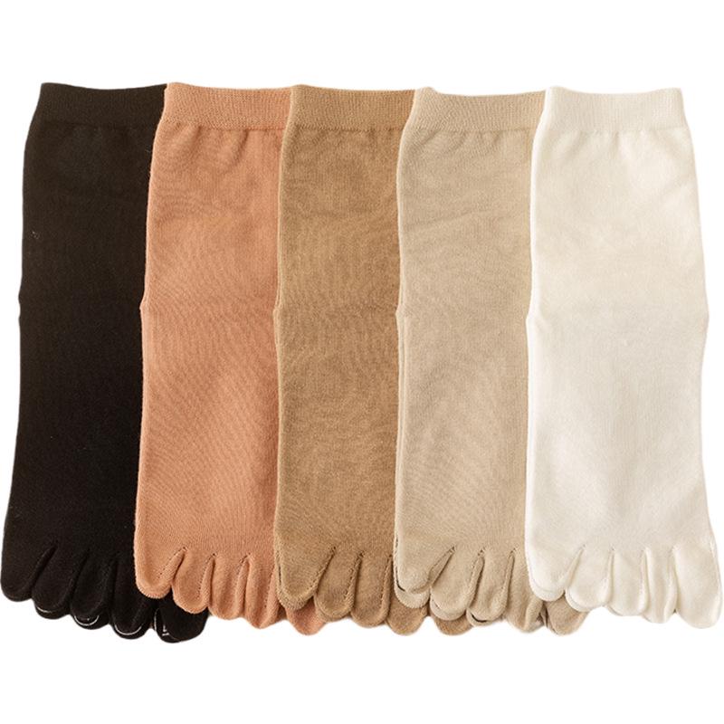 Damen Fünf-Zehen Plantar-Akupunkturpunkt Wadenlange Baumwollsocken - Antibakteriell, Desodorierend und Massage für Paare