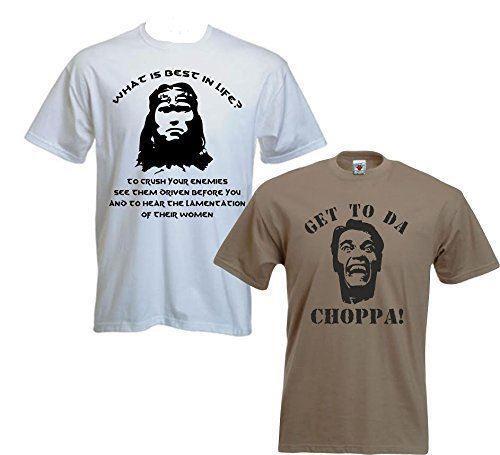 Best In Life Get To the Choppa T-Shirt Double Pack - Funny Retro Sci Fi Arnie