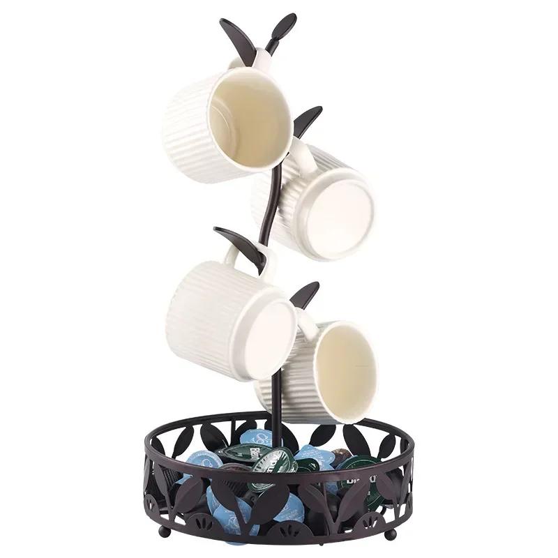 Tassenhalter, Kaffeetassenhalter Arbeitsplatte Tassen 4 Halter Attraktives Design Holz-/Eisenfuß Halter Ständer Theke