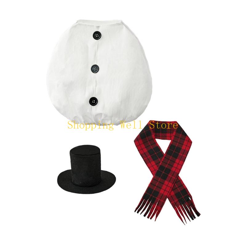 KX4B Christmas Porch Geese Costume Statue Snowman Outfit Outdoor Home Yard Decoration CN
