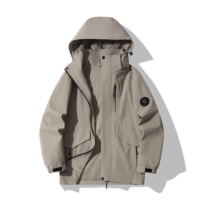 

Мужской и женский ветрозащитный водонепроницаемый ветровик с капюшоном: Весенне-осенняя куртка для занятий спортом на открытом воздухе XS хаки