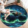BadBeastTruck Runder Teppich, Teppich für Wohnzimmer Schlafzimmer Sofa Spielzimmer Dekor, Rutschfeste Bodenmatte