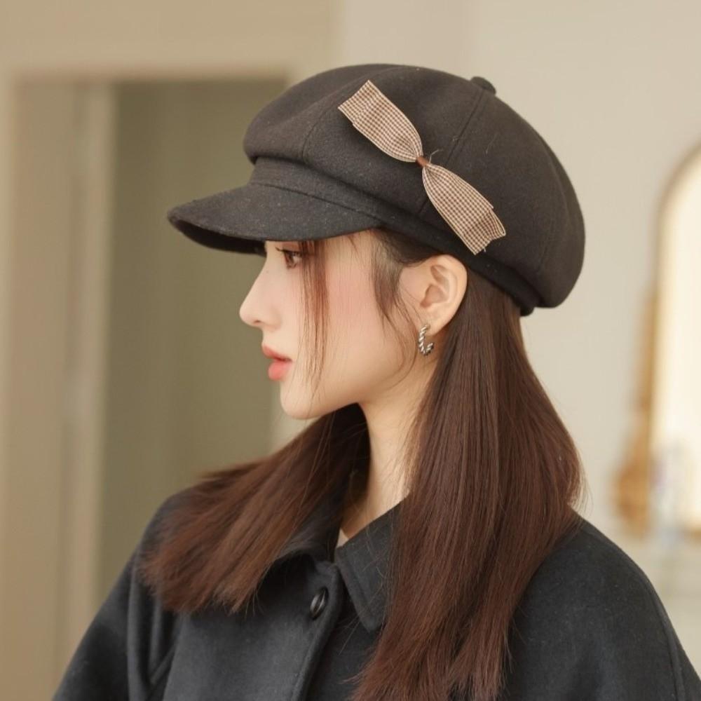 Warme Schiebermütze Wolle Achteckige Kappe Mode Malermütze Weiblich