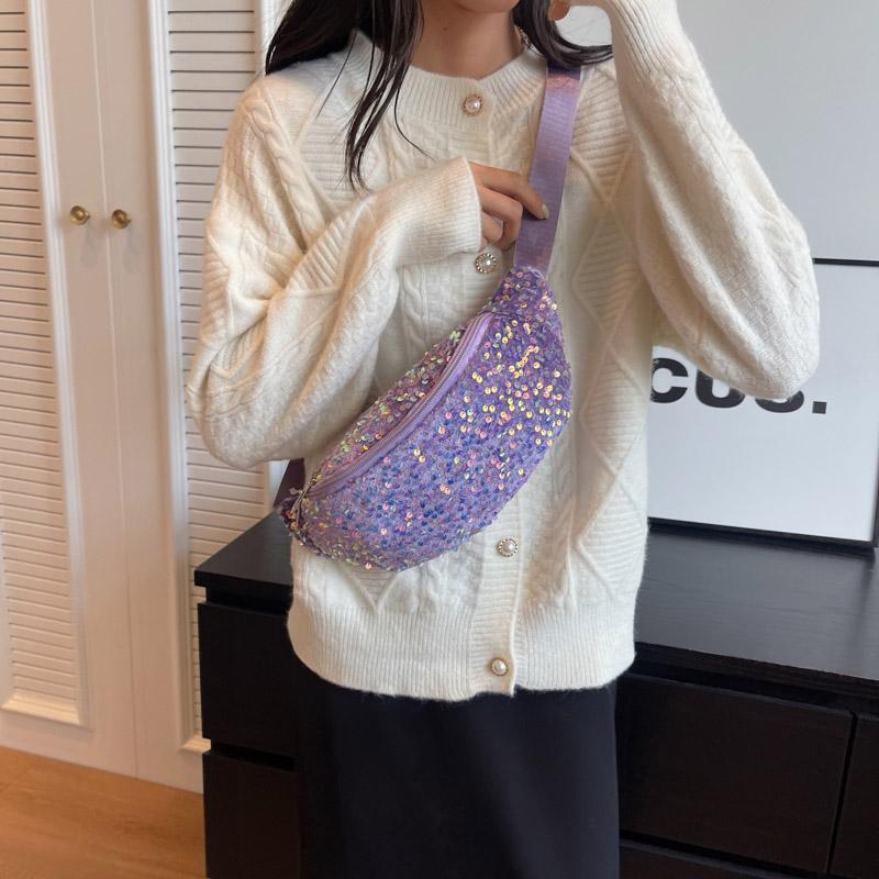 Glitter Women's Bag  Casual Fanny Pack  Shoulder  Crossbody  Chest  Hip Hop  Belt Bags  Women's Fashion  Luxury  Trend