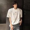 Men Contrast Stitch Drawstring Detail Oversized T Shirt Casual Streetwear Summer Top