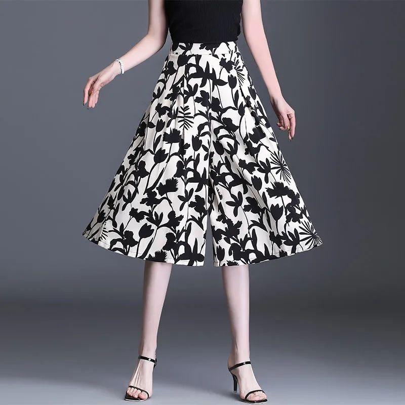 Pantalon d'été élastique taille haute jambe large femme fin mousseline mode patchwork poche décontracté ample séchage rapide droit