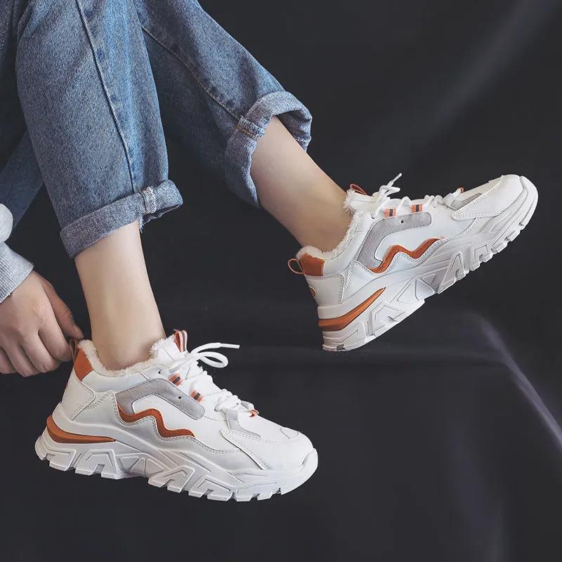 Scarpe Sportive Calde in Pile Invernale da Donna Versatili Scarpe da Corsa Casual da Studente Scarpe di Cotone da Neve