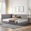 Sofá Cama Tapizado 140*200 Cama Multifuncional con Somier de Láminas hecho de Tejido de Terciopelo Apto para la Piel Gris