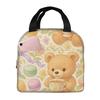 Cute Bear Coffee Dessert Pattern Insulated Lunch Bag for Women Kids Portable Food Boxes Thermal Lunch Box Tote