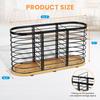 Utensil Holder for Kitchen Counter- Large Utensils Holder Farmhouse Cooking with Wooden Base Matte Black Cooking Utensil Holder
