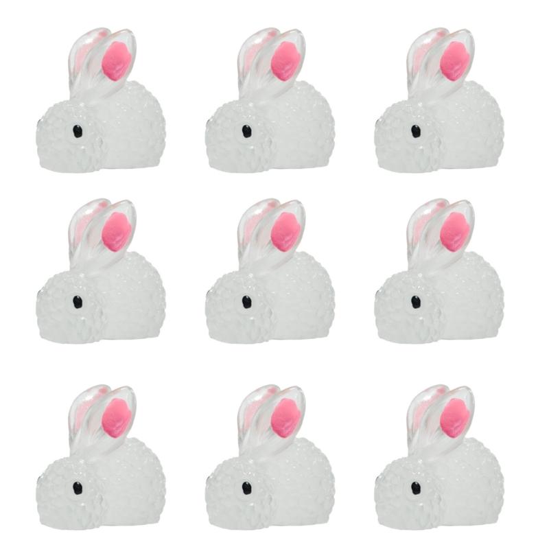 Pack of 500 Glow in the Dark Resin Rabbits Miniature Bunnies Figurines for Micros Landscape Decoration Craft Supplies