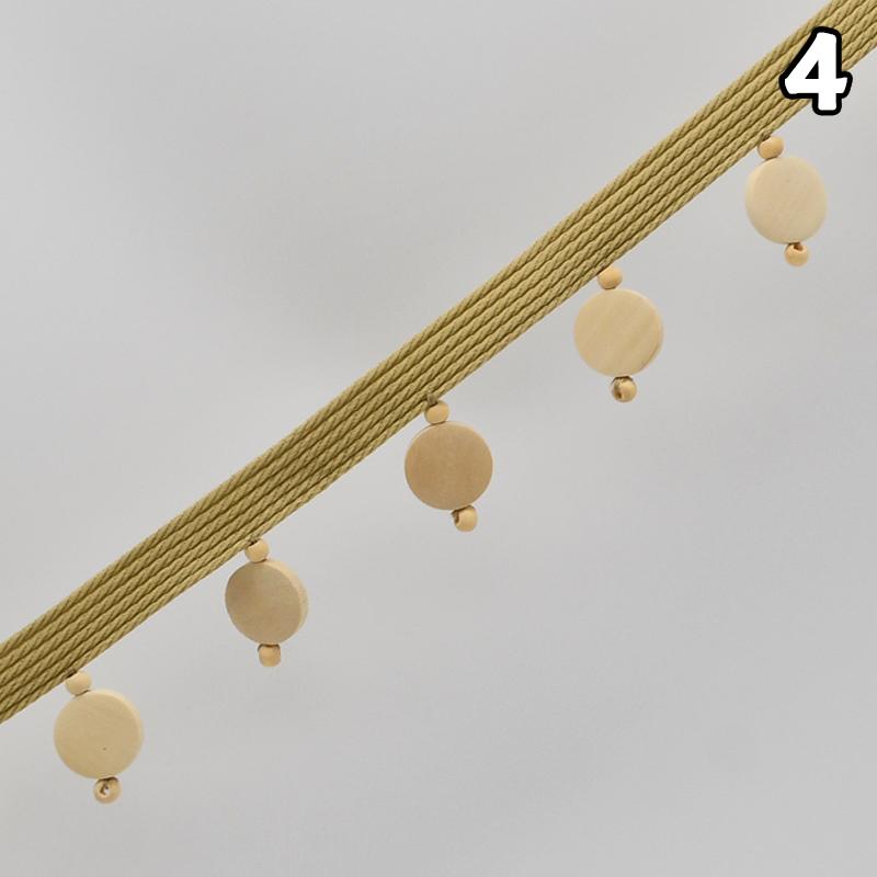 3/6M Japanese Style Wood Bead Pendant Tassel Fringe Lace Trim Edge Diy Upholstery Chandelier Tablecloth Curtain Decor Accessory