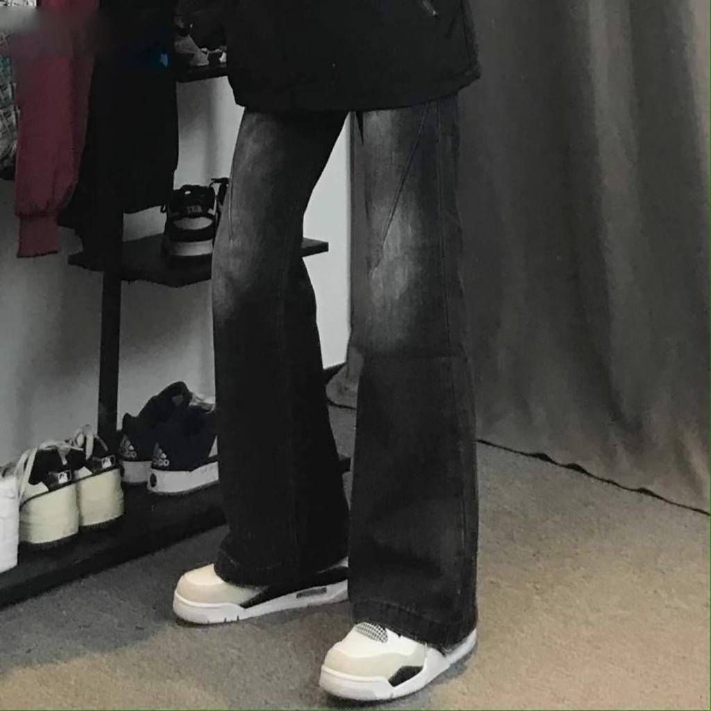 JYL Unisex Flare Jeans Vintage Washed  Slim Versatile Casual Denim Pants