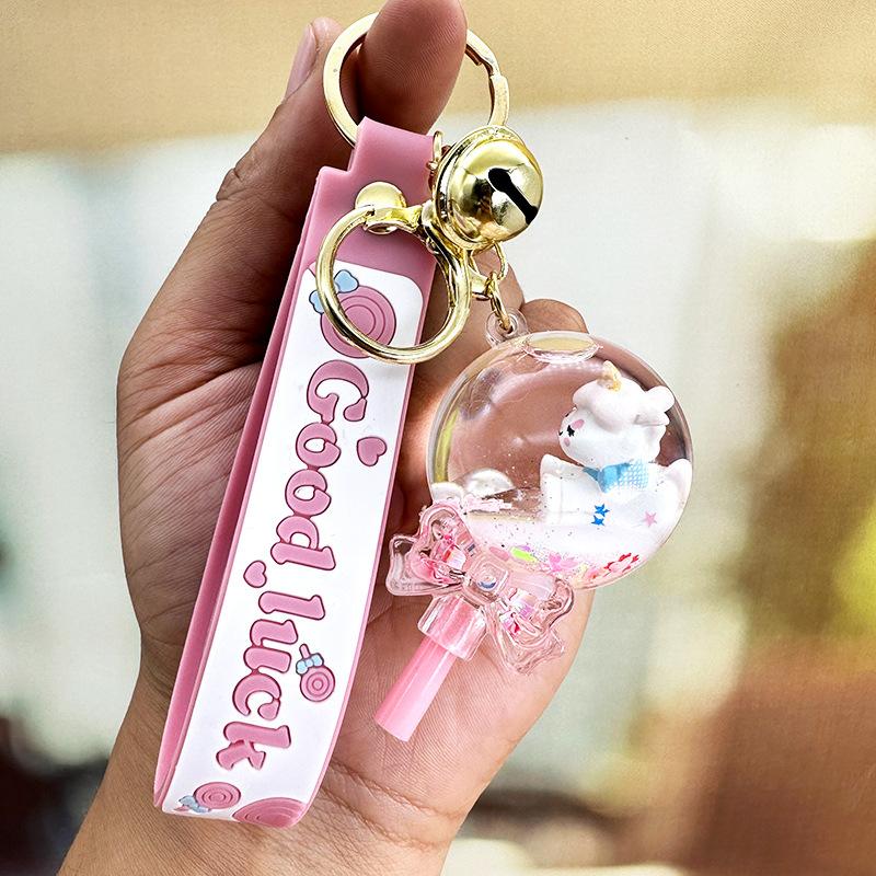 Quicksand Bottle Keychain Pendant, Exquisite Female Keychain, Lollipop, Unicorn Student Couple, Cute Schoolbag Pendant.