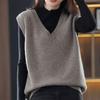Women's Fashion Casual Solid Color Print Fall Winter Sleeveless V-Neck Sweaters