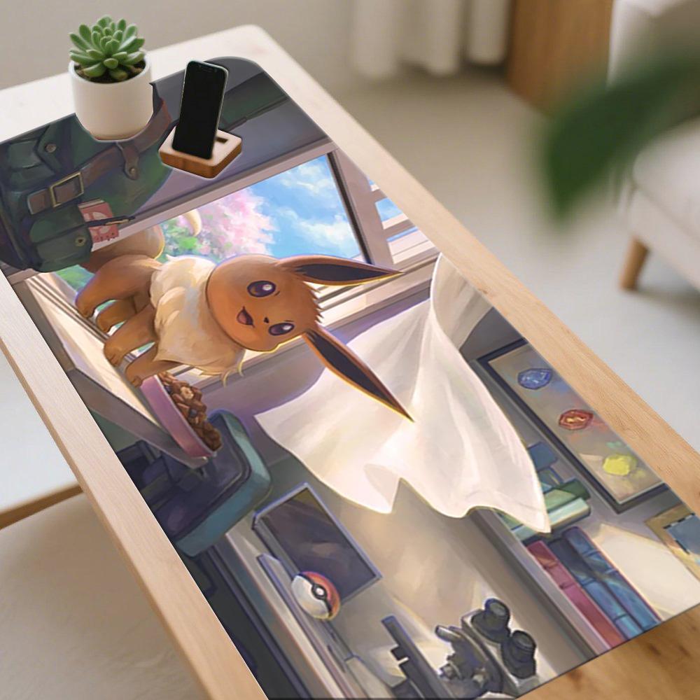 Anime Ash Pikachu Reading Together Gaming Mouse Pad with NonSlip Base 30x80x0.2cm