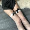 Sexy over-the-knee bow-tie fishnet stockings, black jk Student uniform