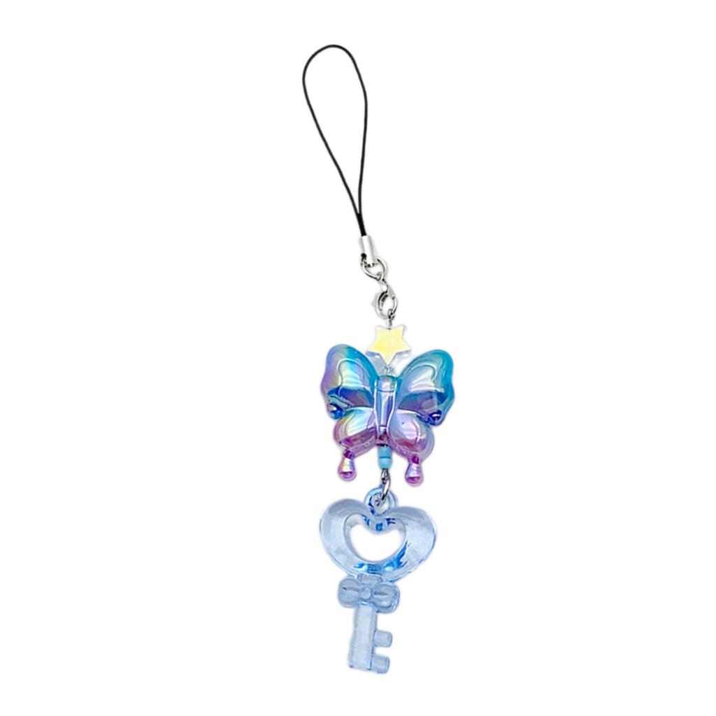 Gradient Butterfly Keychain Pendant Colorful Phone Pendant Cute Heart Charm Phone Chain Bag Accessory for Phone Bag Key