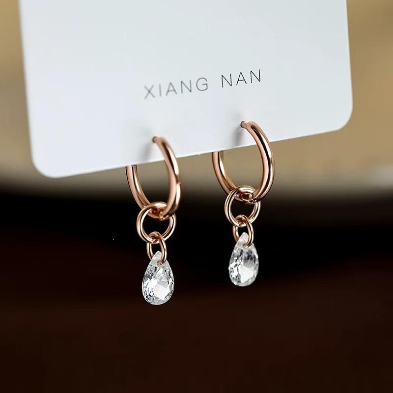 925 Sterling Silver Water Drop Earrings - Light Luxury 2024 High-End Ear Studs for Women