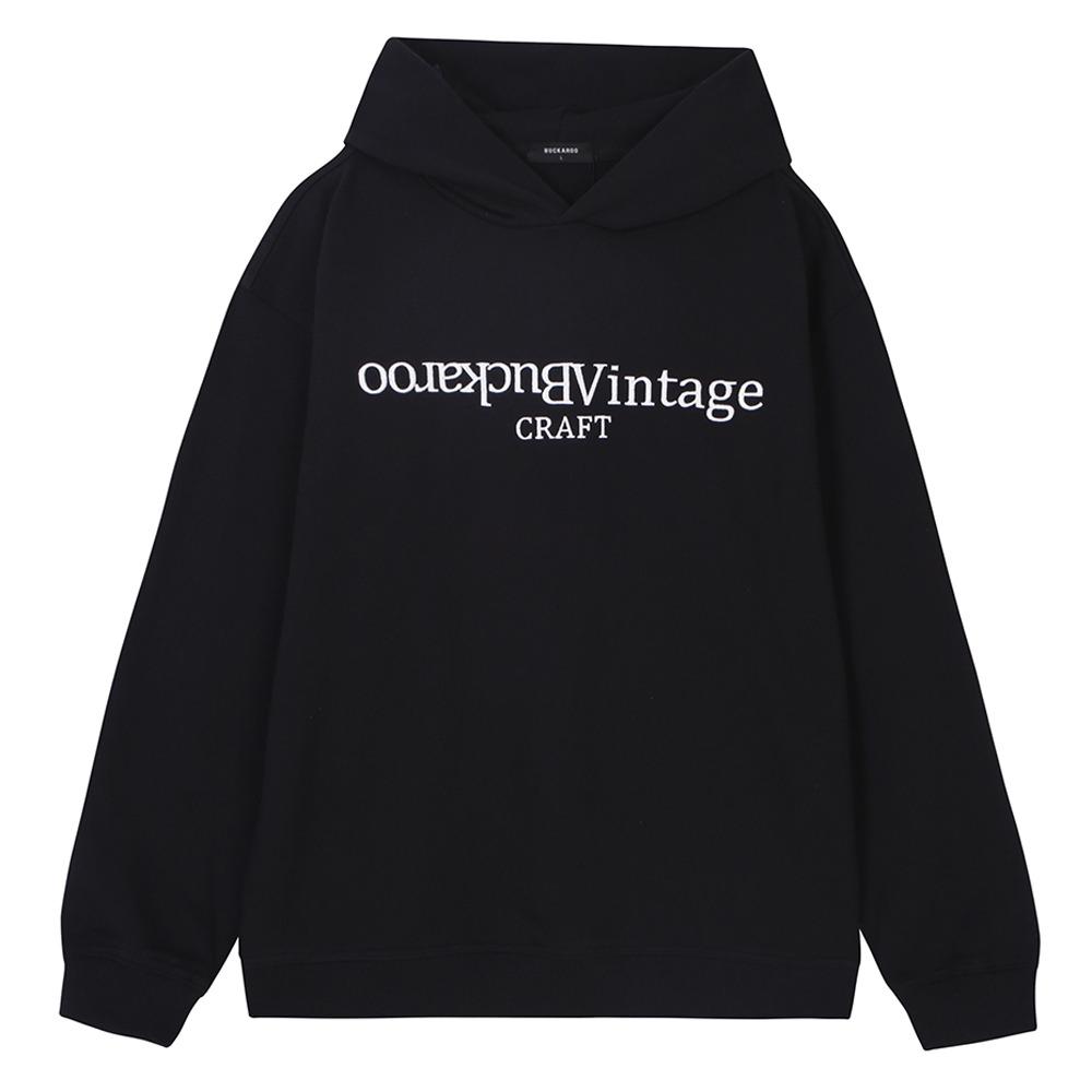 Burkeru Embroidered Logo Oversized Hoodie Black Black_L