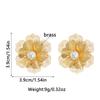 Trendy Exaggerated 2-layer Metal Flower Clip On Earrings for Women Retro Dimensional Hollow Zircon Earrings Statement Jewelry