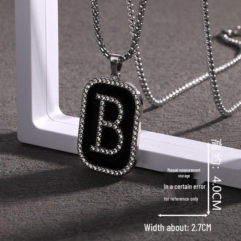 Trendy Cross-Border Rhinestone Pendant Necklace: Unisex Hip-Hop Style Stainless Steel Chain.