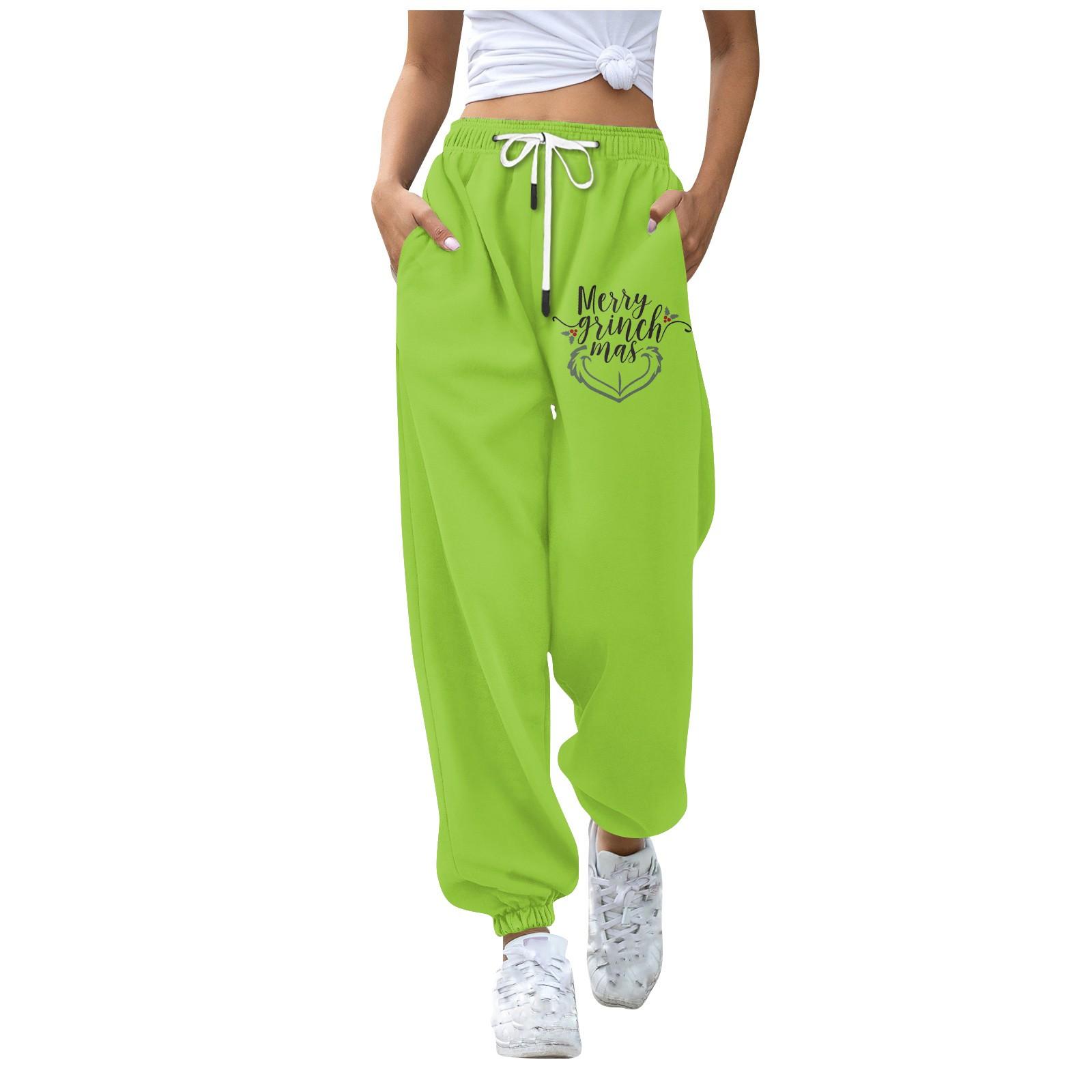 

Женские модные спортивные повседневные спортивные штаны с карманами на шнуровке и рождественским принтом L серый