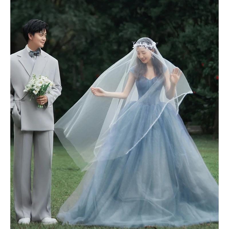 

Новый цвет одежды пряжа 2025 новый Мори пара синее свадебное платье девочка-цветочница платье для лужайки XXXL