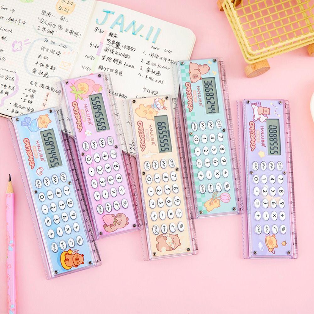 8-digit Straight Ruler with Silicone Button Straightedge New Measuring Ruler  Drawing Tool