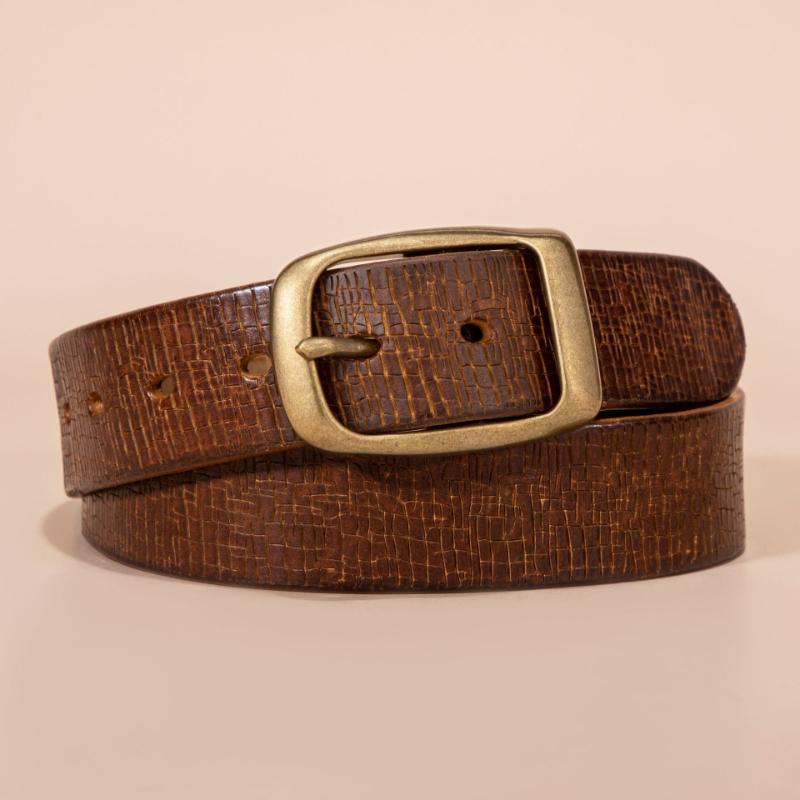 Thickened Double-sided Available Vegetable Tanned First-layer Cowhide Copper Buckle Belt Men's Genuine Leather Pin Buckle High-end Belt